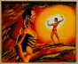 Der muskuloese Traum im gleissenden Sonnenlicht 1990 Oelfarbe auf Leinwand 120 x 150